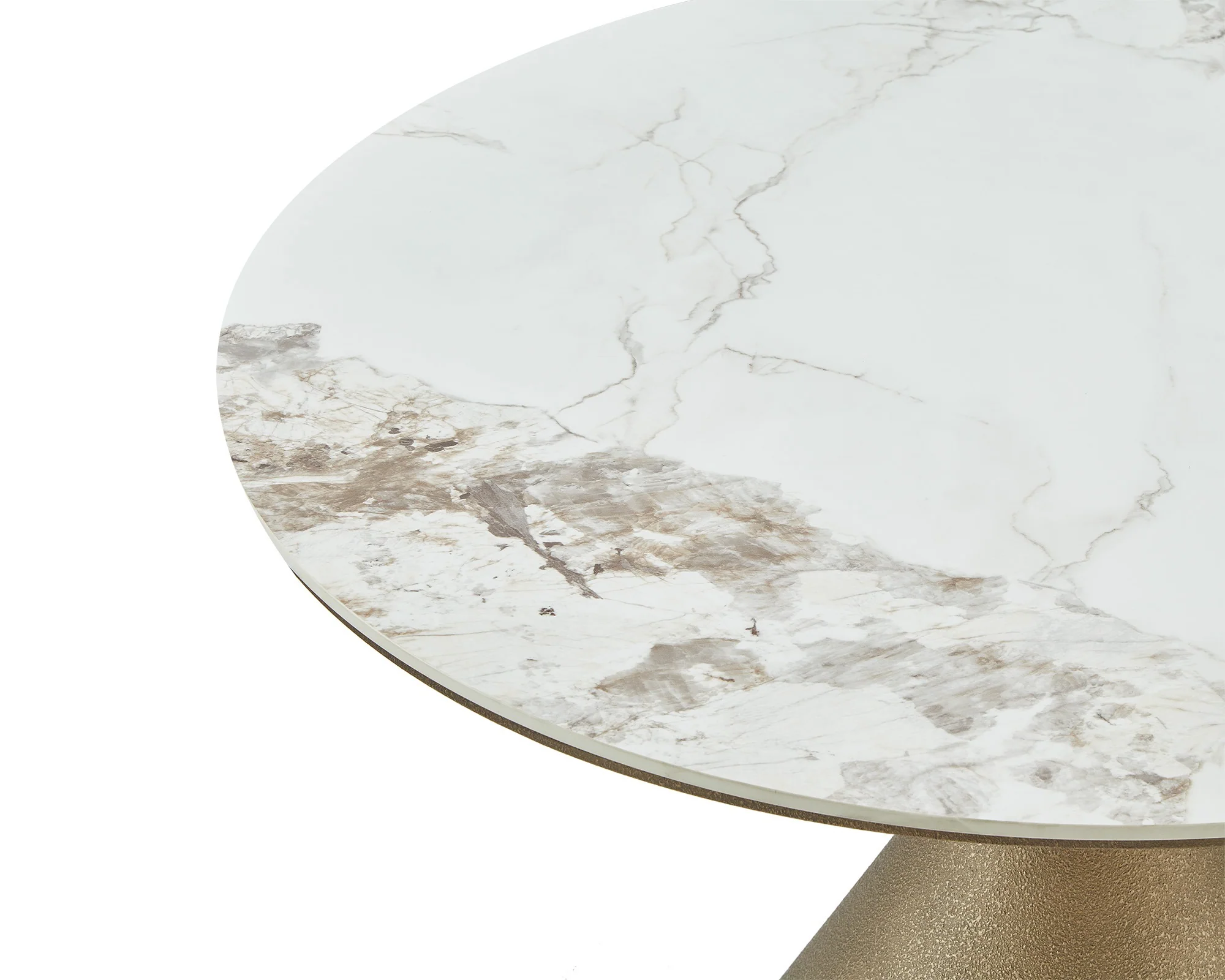 Liang & Eimil Ditta Dining Table – White Marble Effect and Antique Gold - Image 3