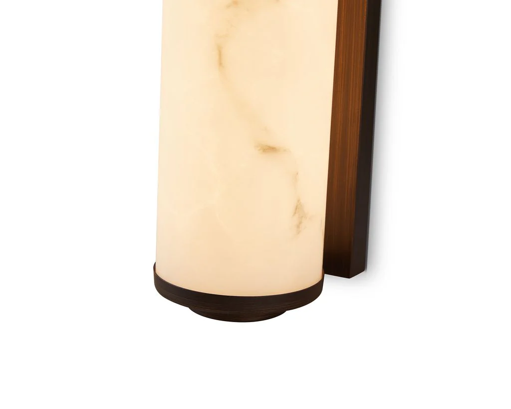 Liang & Eimil Fento IP44 Wall Lamp - Antique Bronze and Alabaster Effect - Large - Image 4