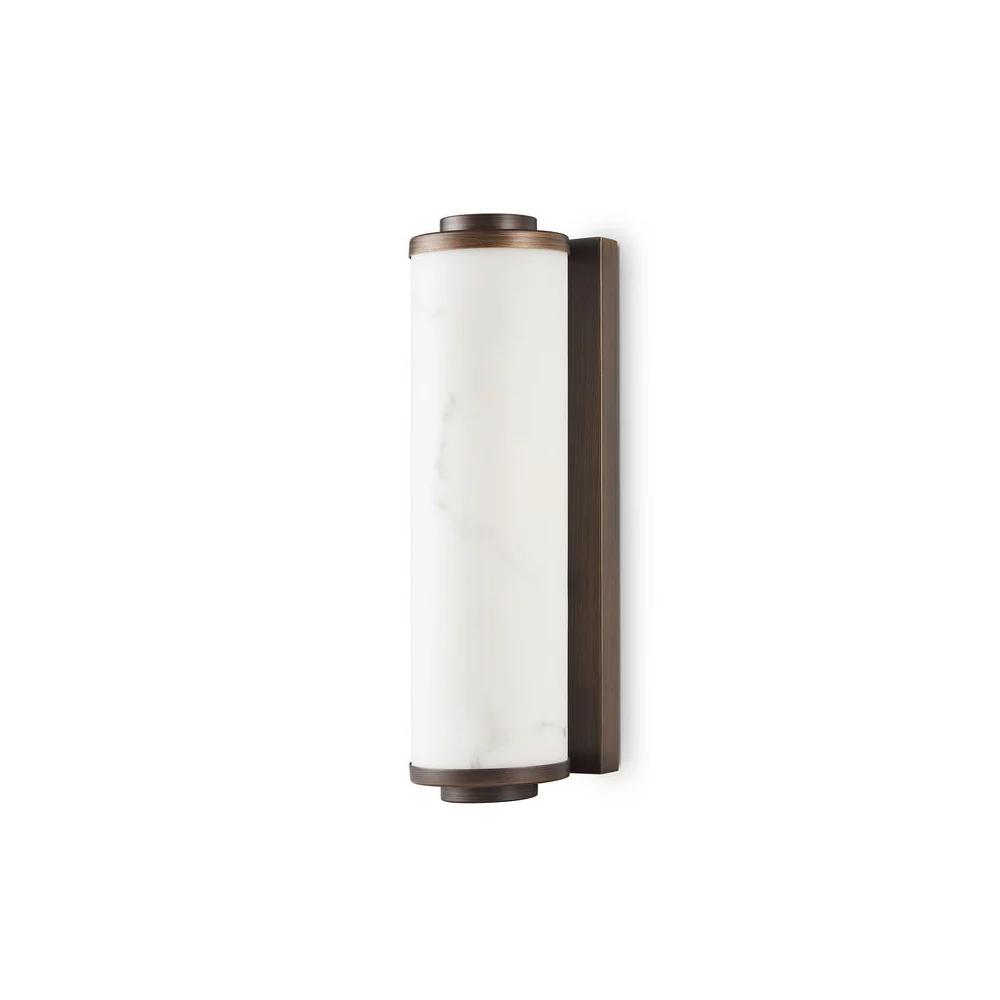 Liang & Eimil Fento IP44 Wall Lamp - Antique Bronze and Alabaster Effect - Small