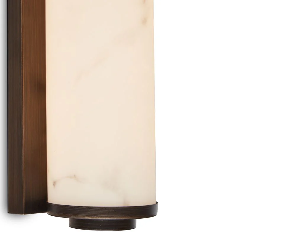 Liang & Eimil Fento IP44 Wall Lamp - Antique Bronze and Alabaster Effect - Small - Image 5