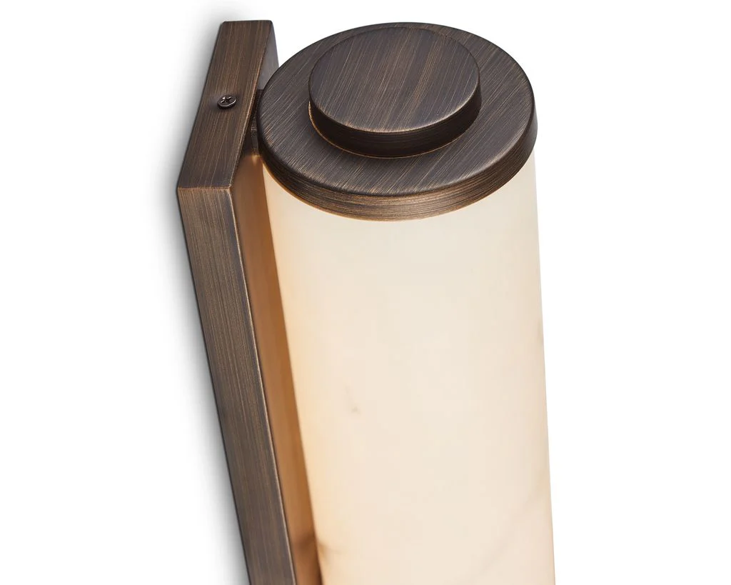 Liang & Eimil Fento IP44 Wall Lamp - Antique Bronze and Alabaster Effect - Small - Image 6