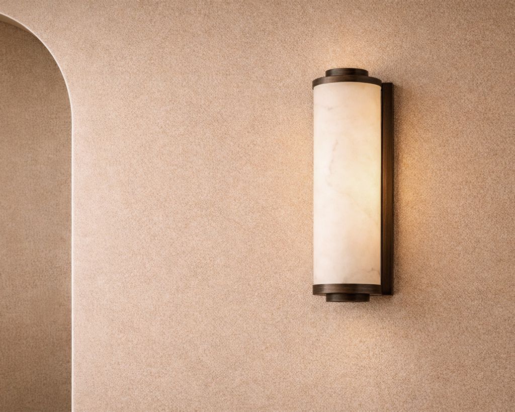 Liang & Eimil Fento IP44 Wall Lamp - Antique Bronze and Alabaster Effect - Small - Image 8
