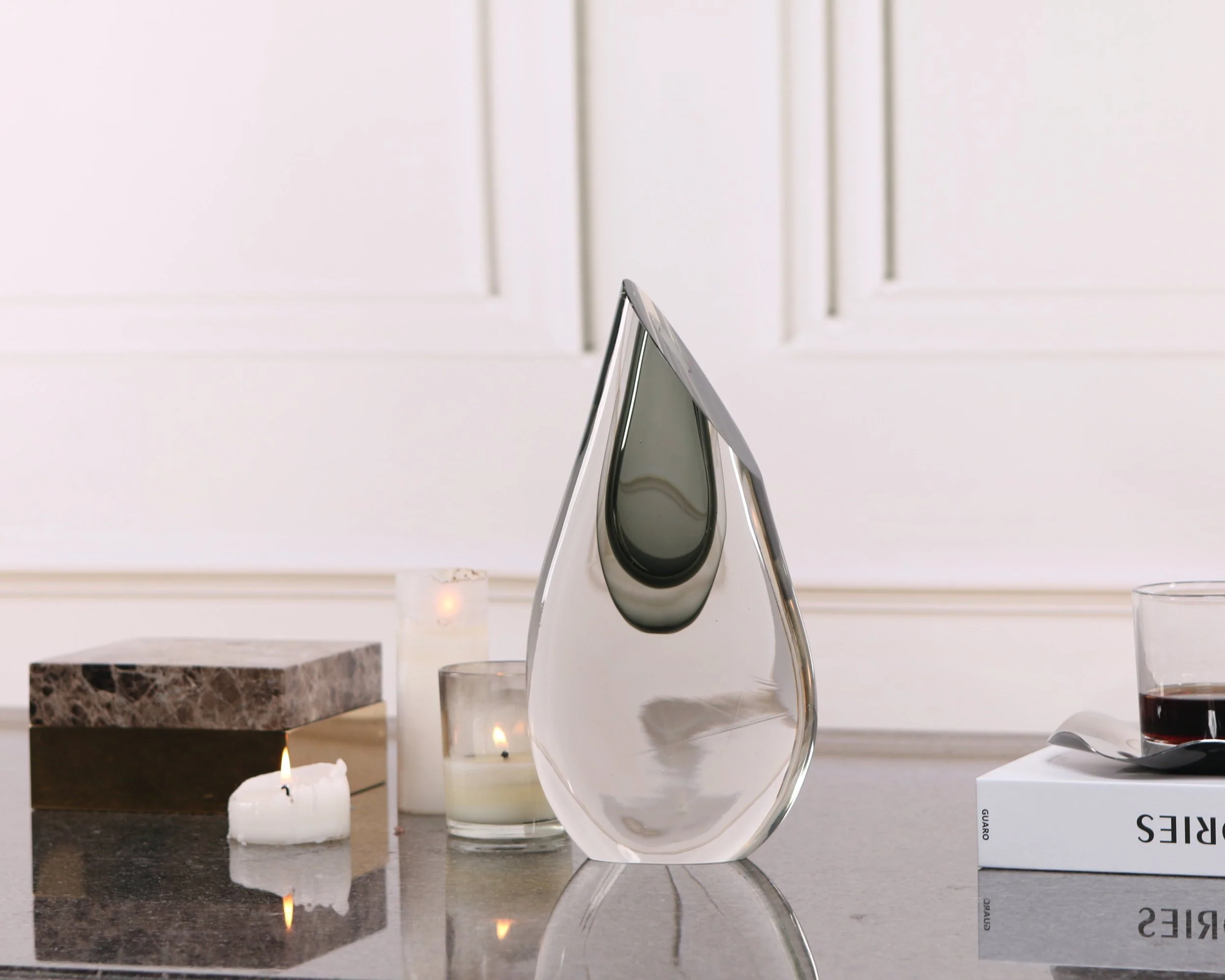 Liang & Eimil Fyre Glass Vase – Grey - Image 2