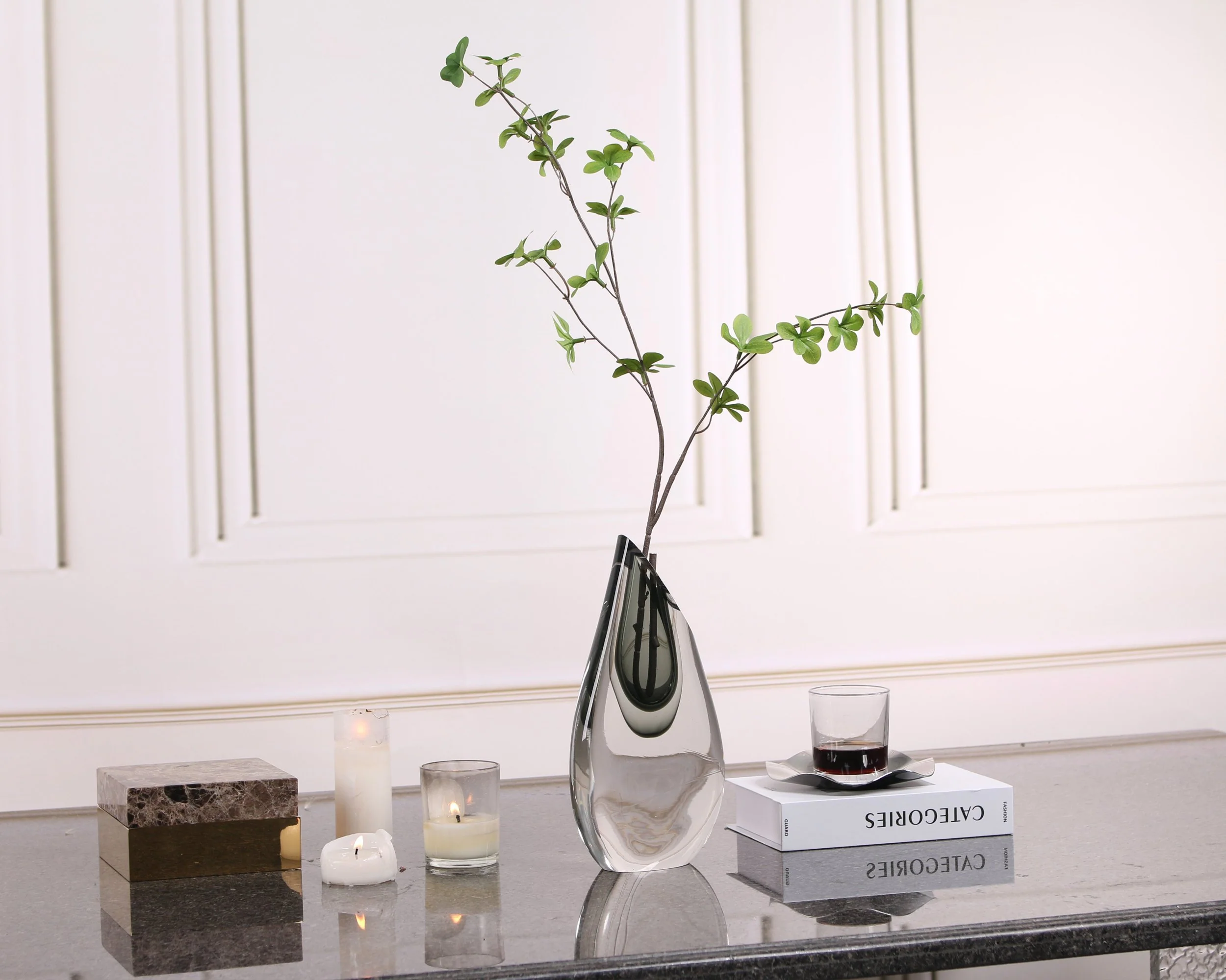 Liang & Eimil Fyre Glass Vase – Grey - Image 3