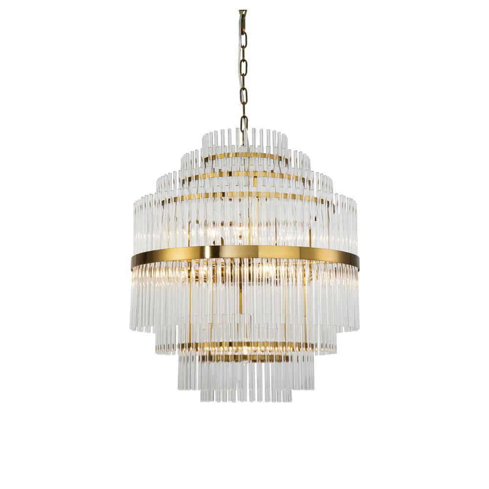 Liang & Eimil Gem Pendant Lamp with Brass Finish and Clear Glass Rods