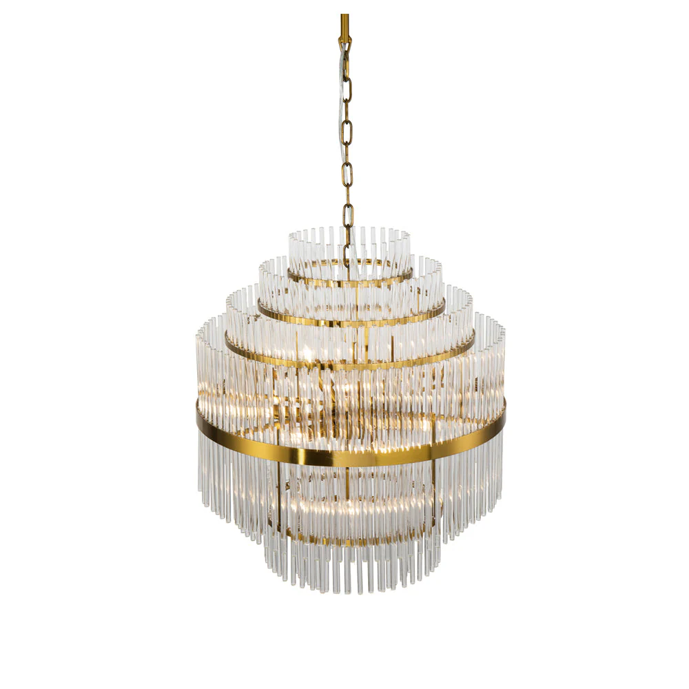 Liang & Eimil Gem Pendant Lamp with Brass Finish and Clear Glass Rods - Image 2