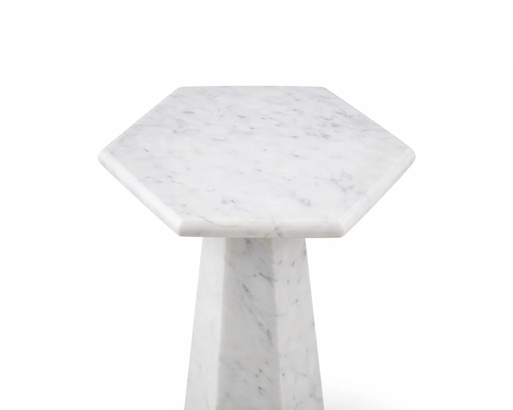 Liang & Eimil Hexagon Side Table - White Lady Marble - Image 4