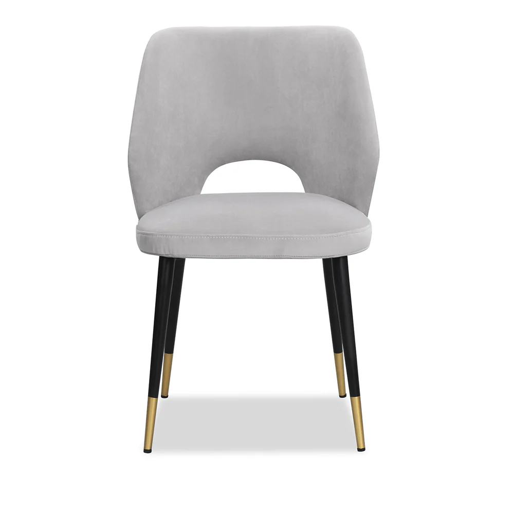 Liang & Eimil Jagger Dining Chair with Kaster Light Grey & Slate Velvet (Set of 2)