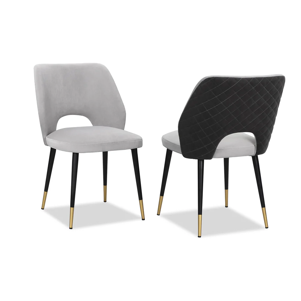Liang & Eimil Jagger Dining Chair with Kaster Light Grey & Slate Velvet (Set of 2) - Image 2