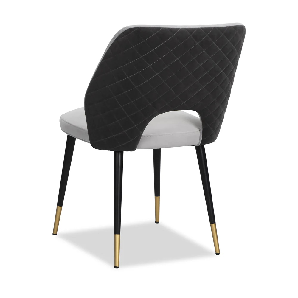 Liang & Eimil Jagger Dining Chair with Kaster Light Grey & Slate Velvet (Set of 2) - Image 3