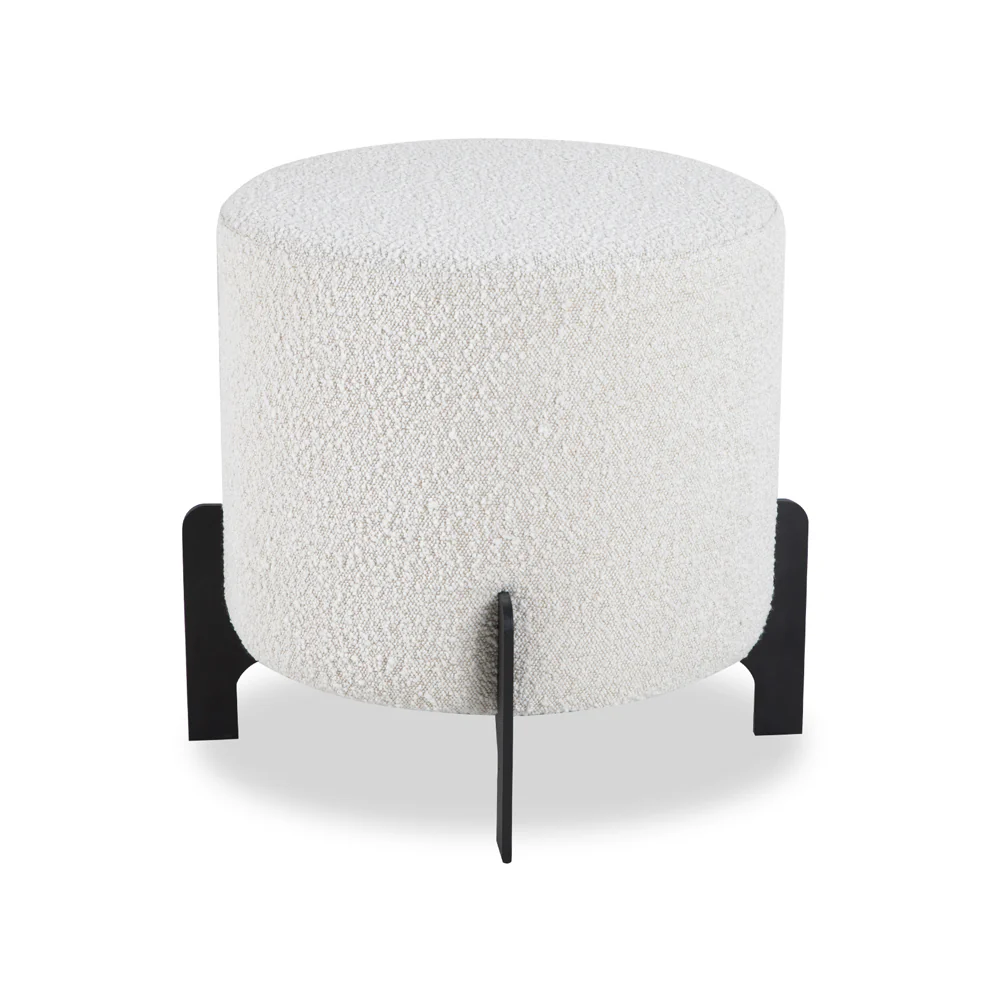 Liang & Eimil Koldrum Stool with Matt Black Steel and Boucle Sand Fabric