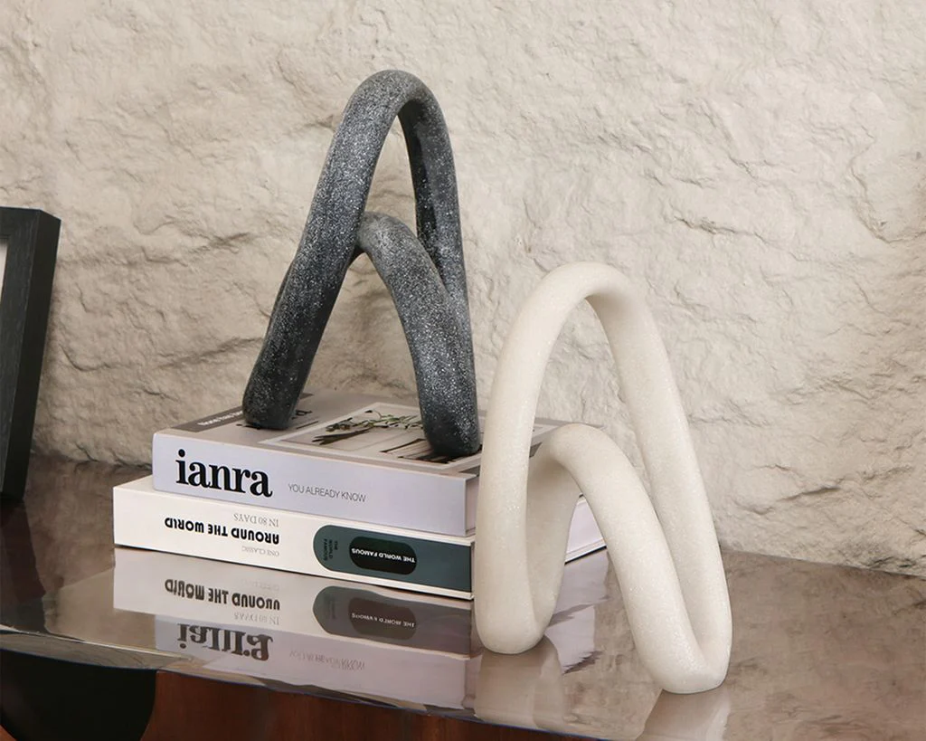 Liang & Eimil Loop Sculpture - White Marble Effect - Image 5