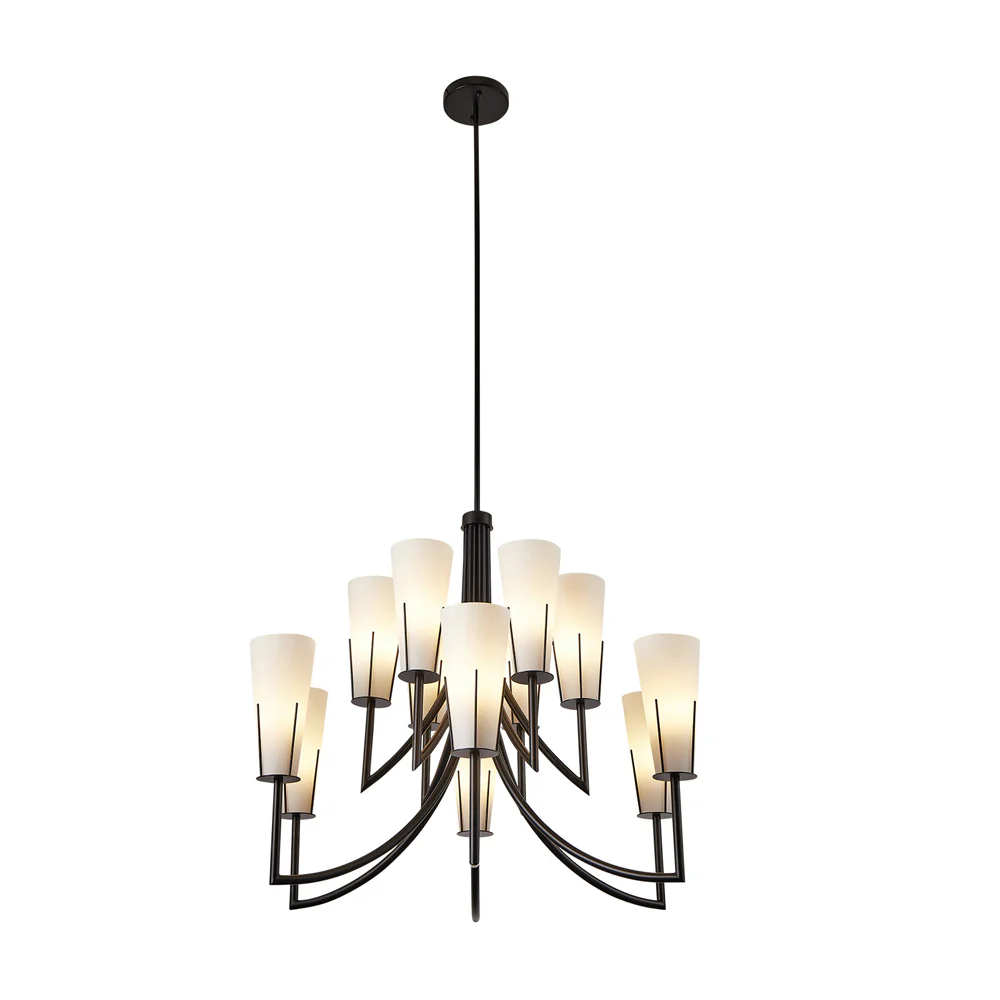 Liang & Eimil Magestic Chandelier in Black Metal and White Glass - Image 3