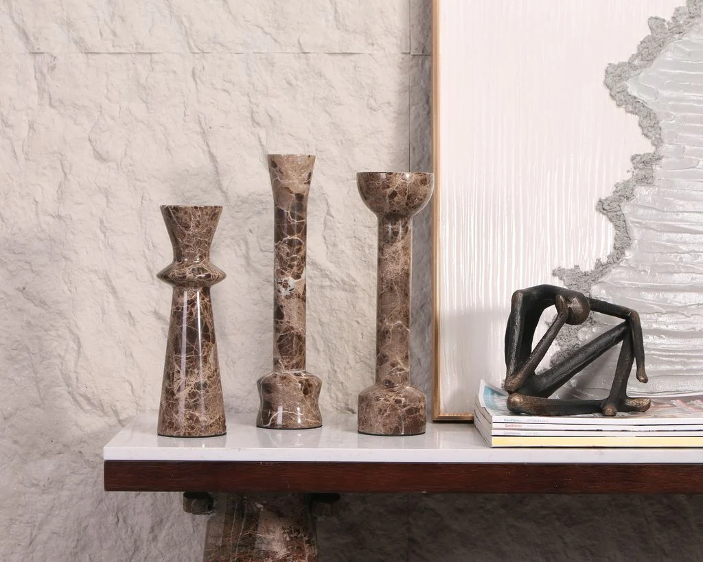 Liang & Eimil Melora Candle Holder – Dark Brown Marble - Image 6