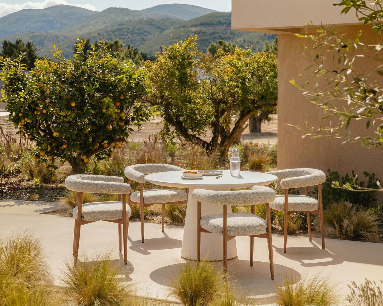 Liang & Eimil Nantes Outdoor Dining Chair – Lima Beige & Walnut (CRIB 5) - Image 9