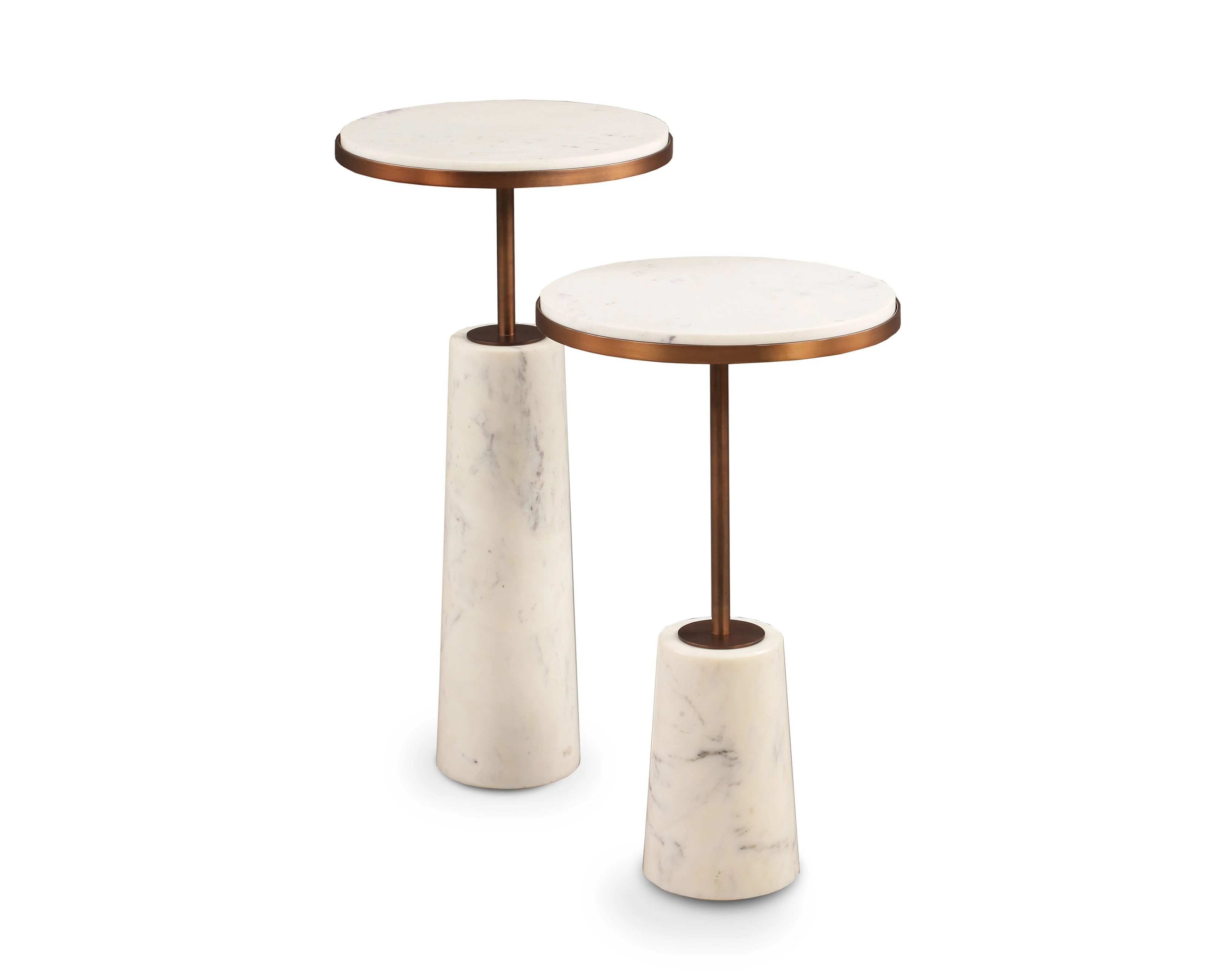 Liang & Eimil Notto Side Table (Set of 2) – White Marble & Antique Bronze - Image 2