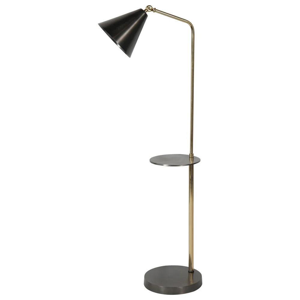 Libra Interiors Amelie Floor Lamp in Satin Grey and Brass