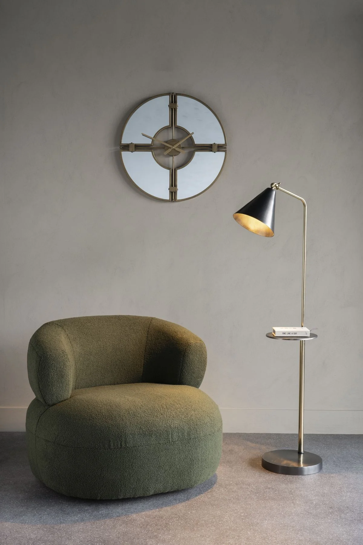 Libra Interiors Amelie Floor Lamp in Satin Grey and Brass - Image 5