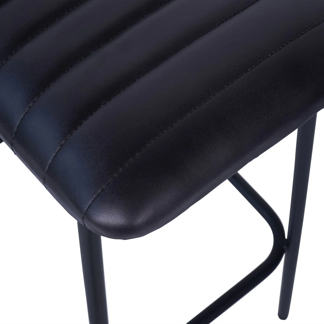 Libra Interiors Arthur Bar Stool in Charcoal Grey Leather – Set of 2 - Image 4
