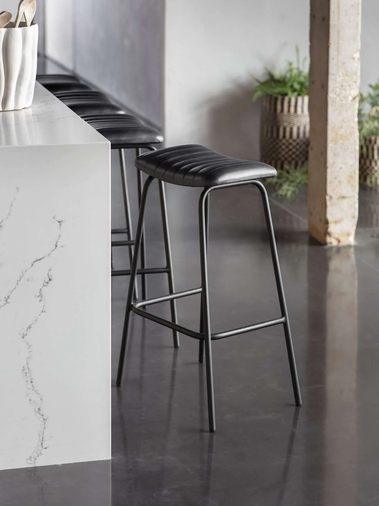 Libra Interiors Arthur Bar Stool in Charcoal Grey Leather – Set of 2 - Image 6