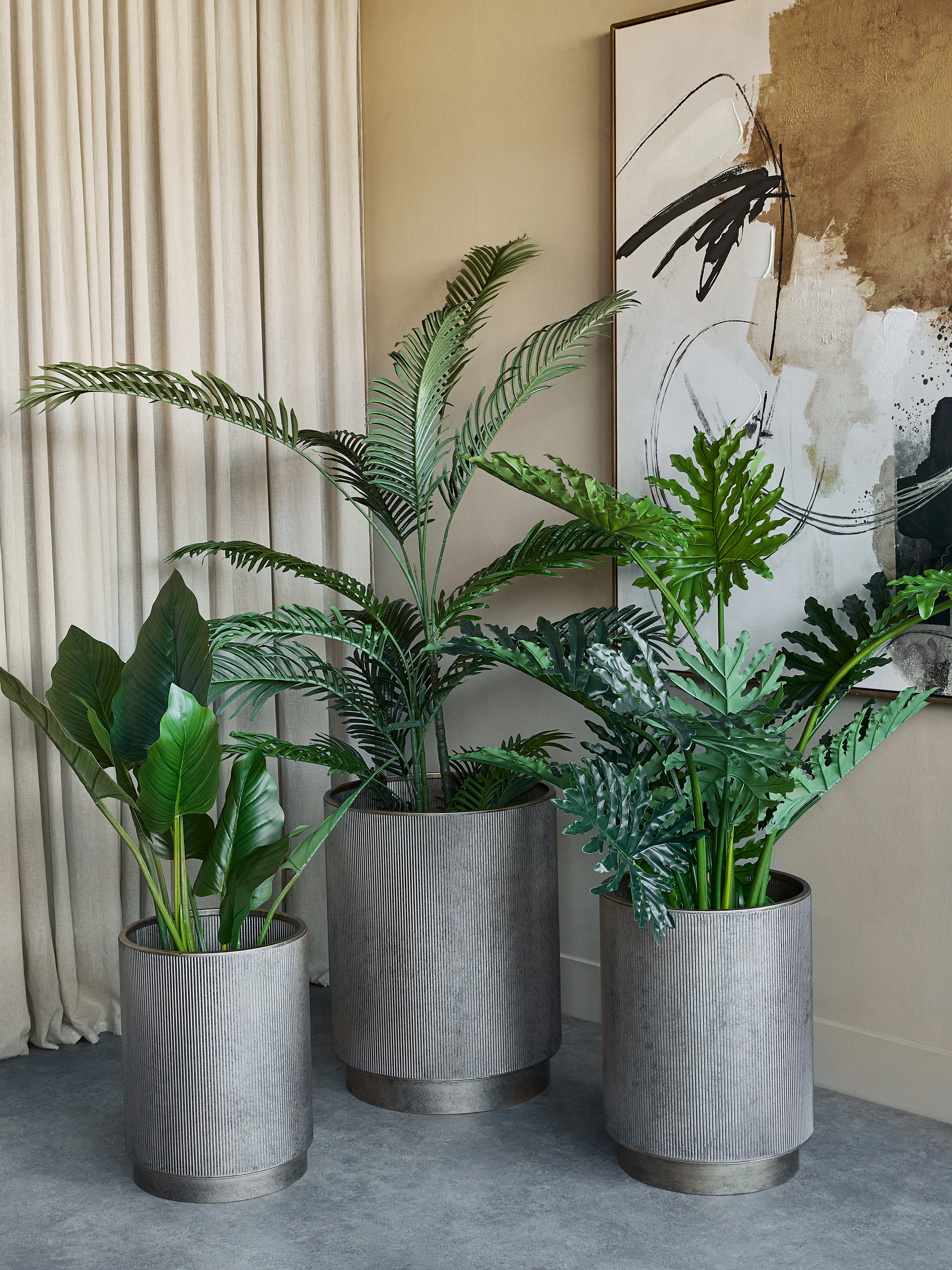 Libra Interiors Belvedere Floor Planters – Set of 3 – Aged Gold - Image 6