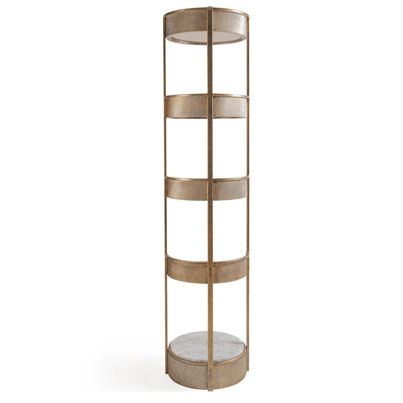 Libra Interiors Belvedere Round Shelving Unit – Aged Gold - Image 3