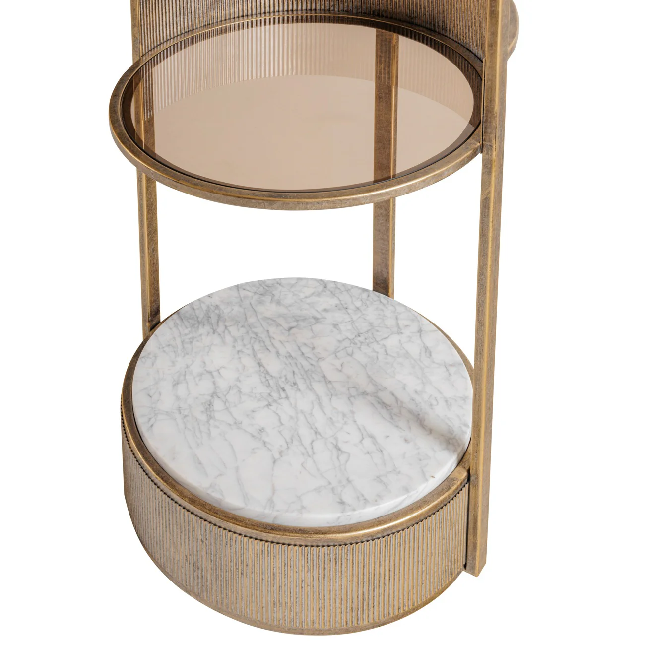 Libra Interiors Belvedere Round Shelving Unit – Aged Gold - Image 4