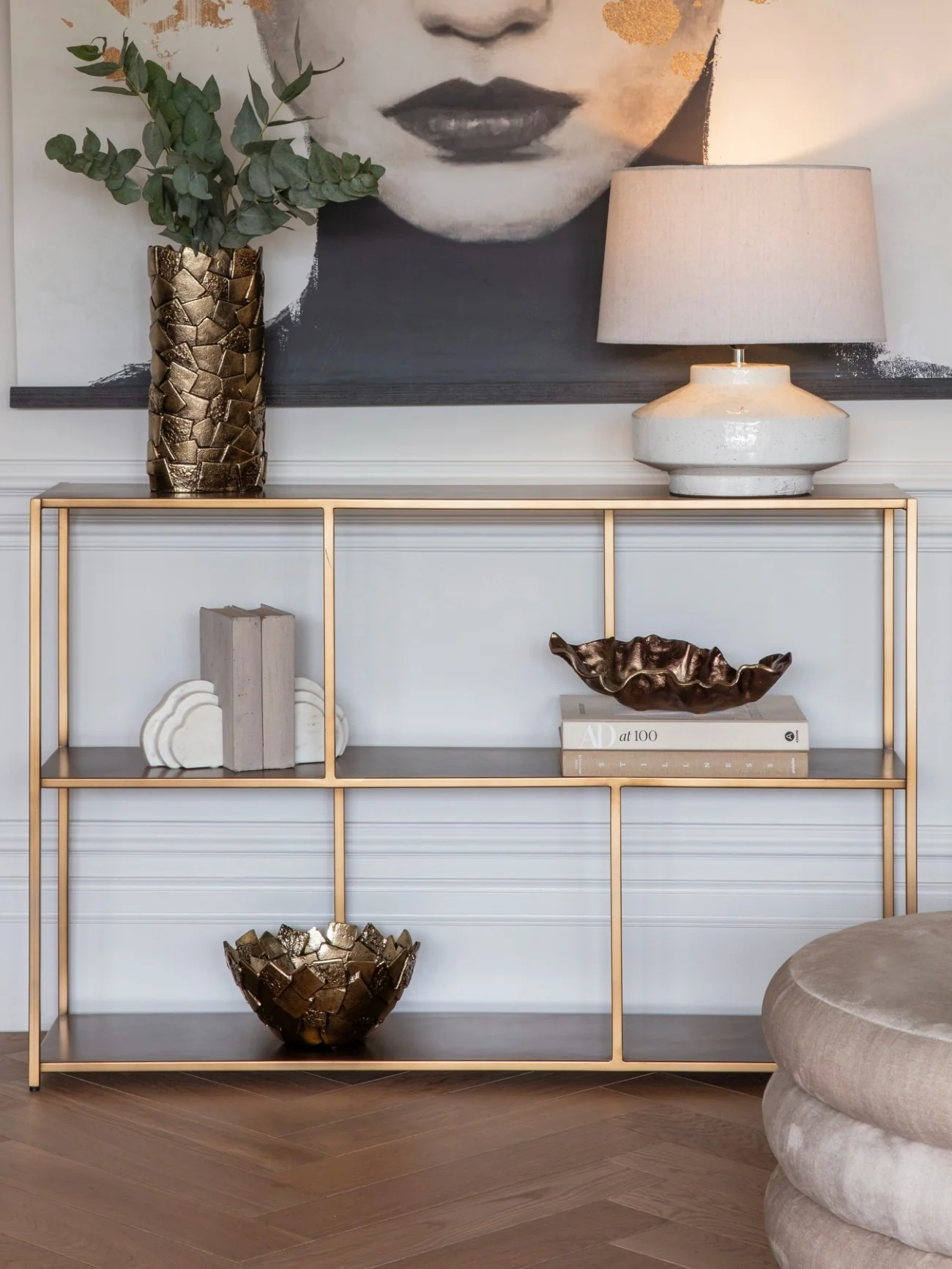Libra Interiors Brooks Console Table – Brushed Champagne Gold - Image 6