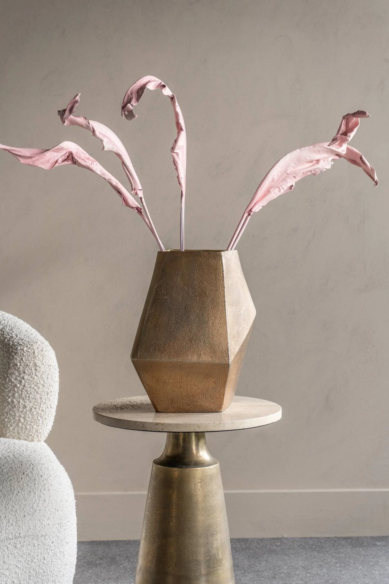 Libra Interiors Cast Aluminium Faceted Vase – Gold Finish - Image 2