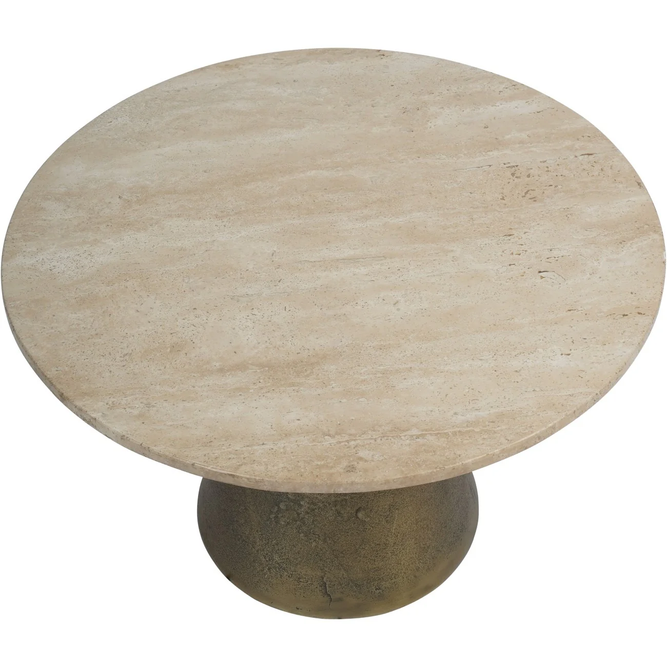 Libra Interiors Clifton II Coffee Table in Antique Brass and Travertine – Small - Image 3