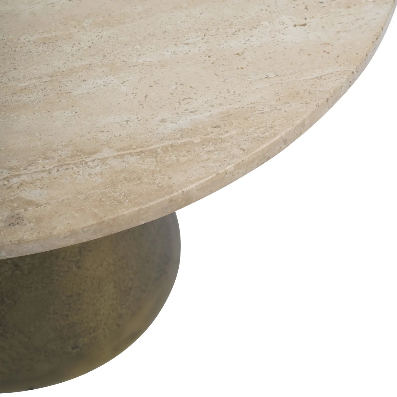 Libra Interiors Clifton II Coffee Table in Antique Brass and Travertine – Small - Image 4
