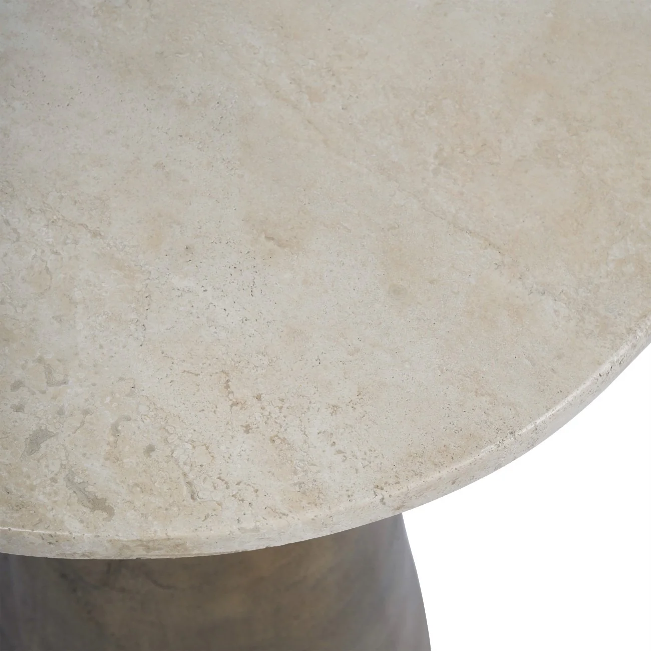 Libra Interiors Clifton II Side Table in Antique Brass and Travertine - Image 5