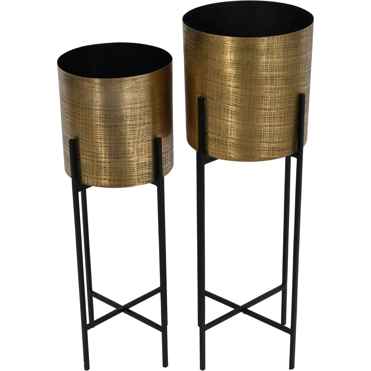 Libra Interiors Clyde Standing Planters in Antique Brass – Set of 2 - Image 2