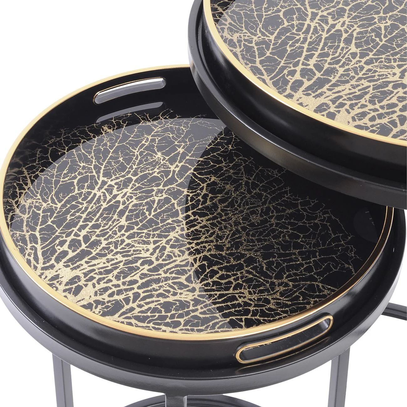Libra Interiors Coral Design Side Tables with Removable Trays – Set of 2 - Image 2