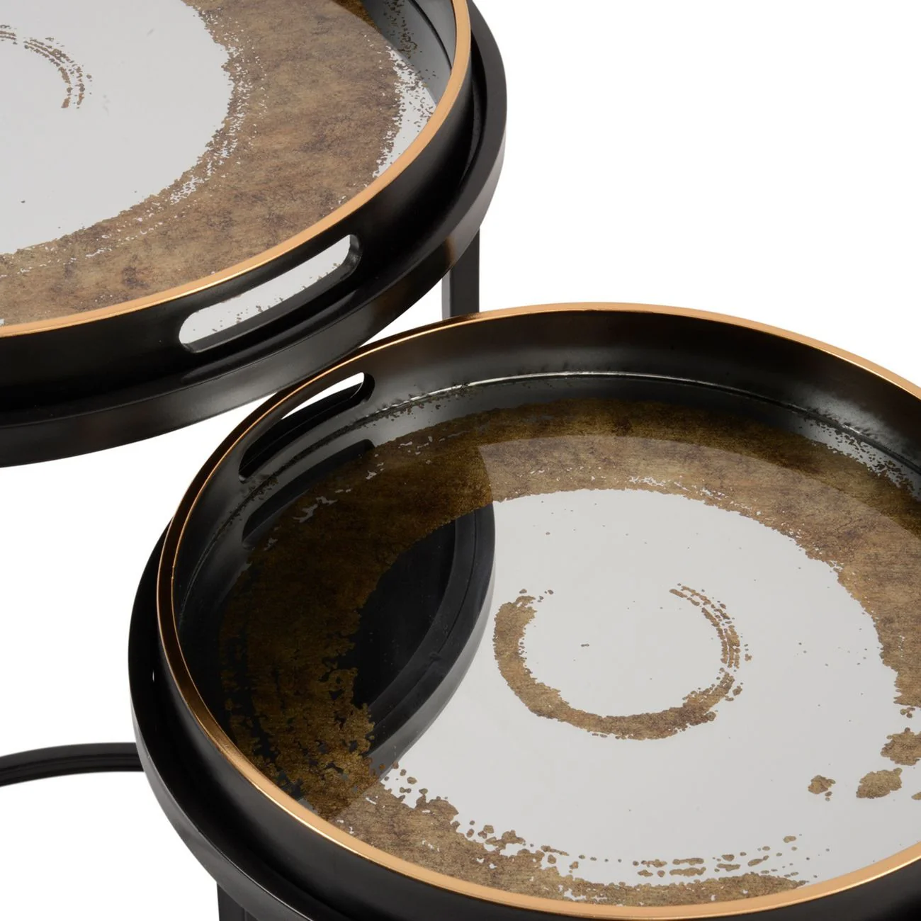 Libra Interiors Gold and Black Swirl Tables – Set of 2 - Image 2