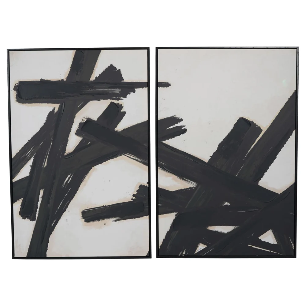 Libra Interiors Impasto Brushstrokes Framed Canvas – Set of 2
