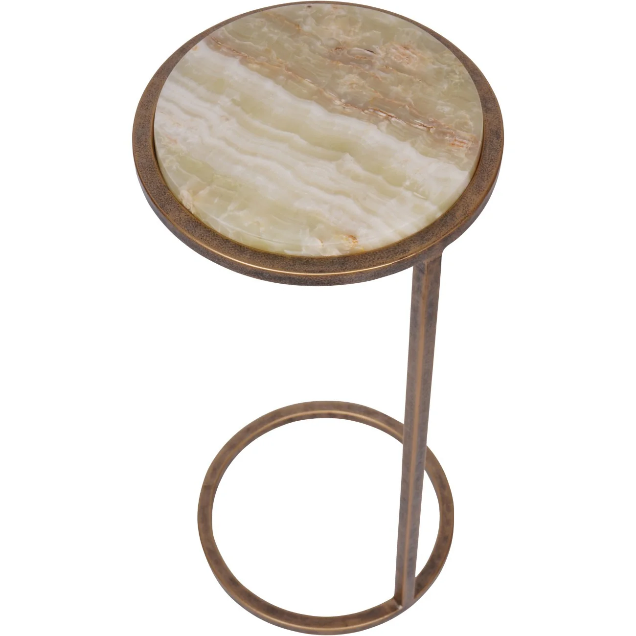 Libra Interiors Iota Accent Table – Green Onyx Marble - Image 3