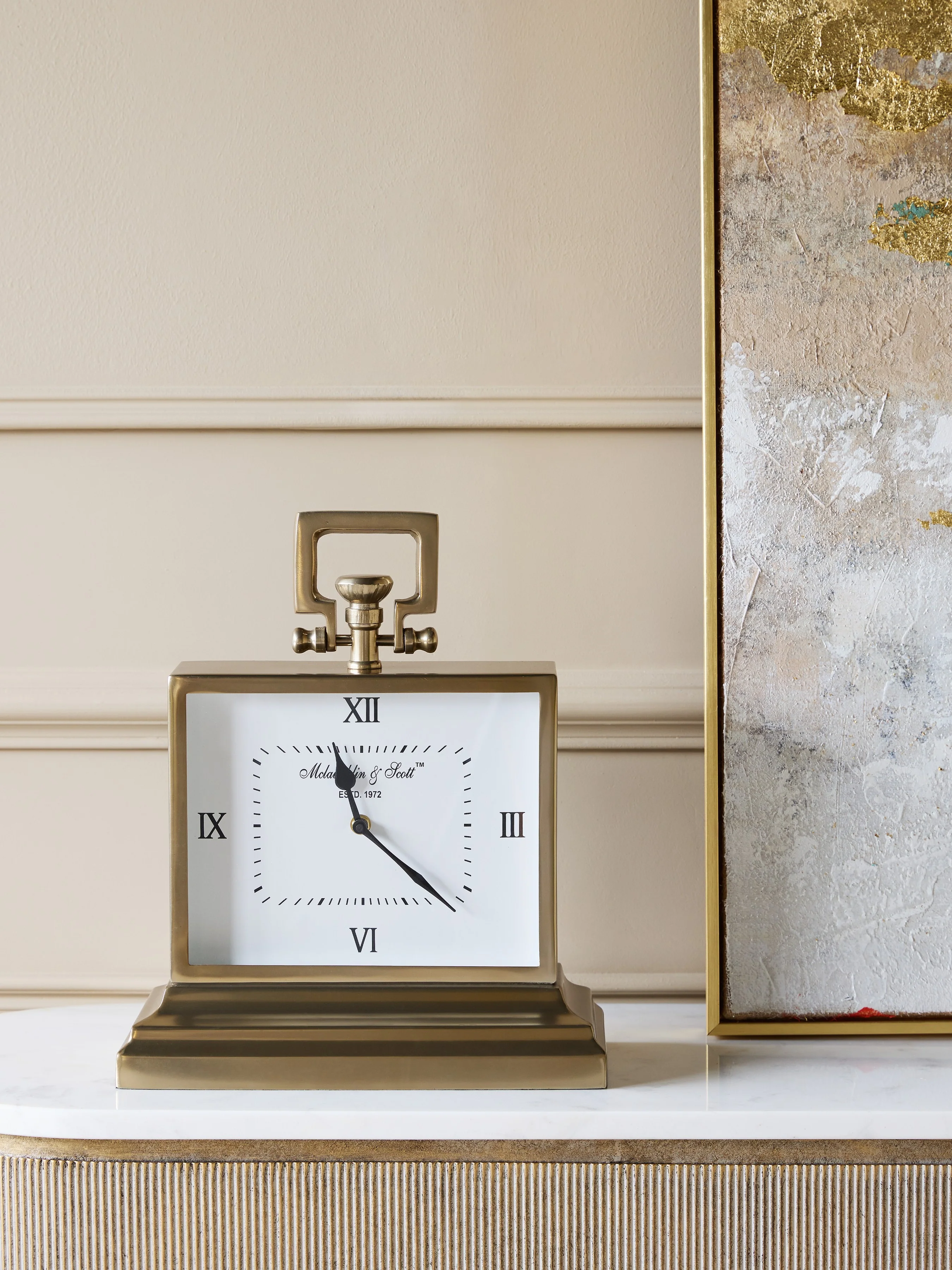 Libra Interiors Latham Brass Clock - Small - Image 6