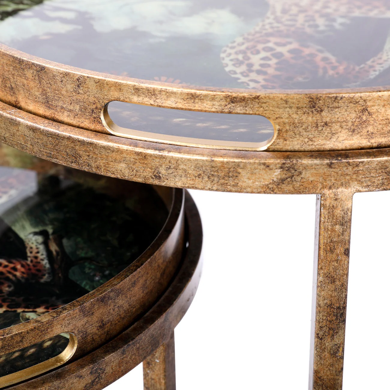 Libra Interiors Lounging Leopards Side Tray Tables - Set of 2 - Image 4