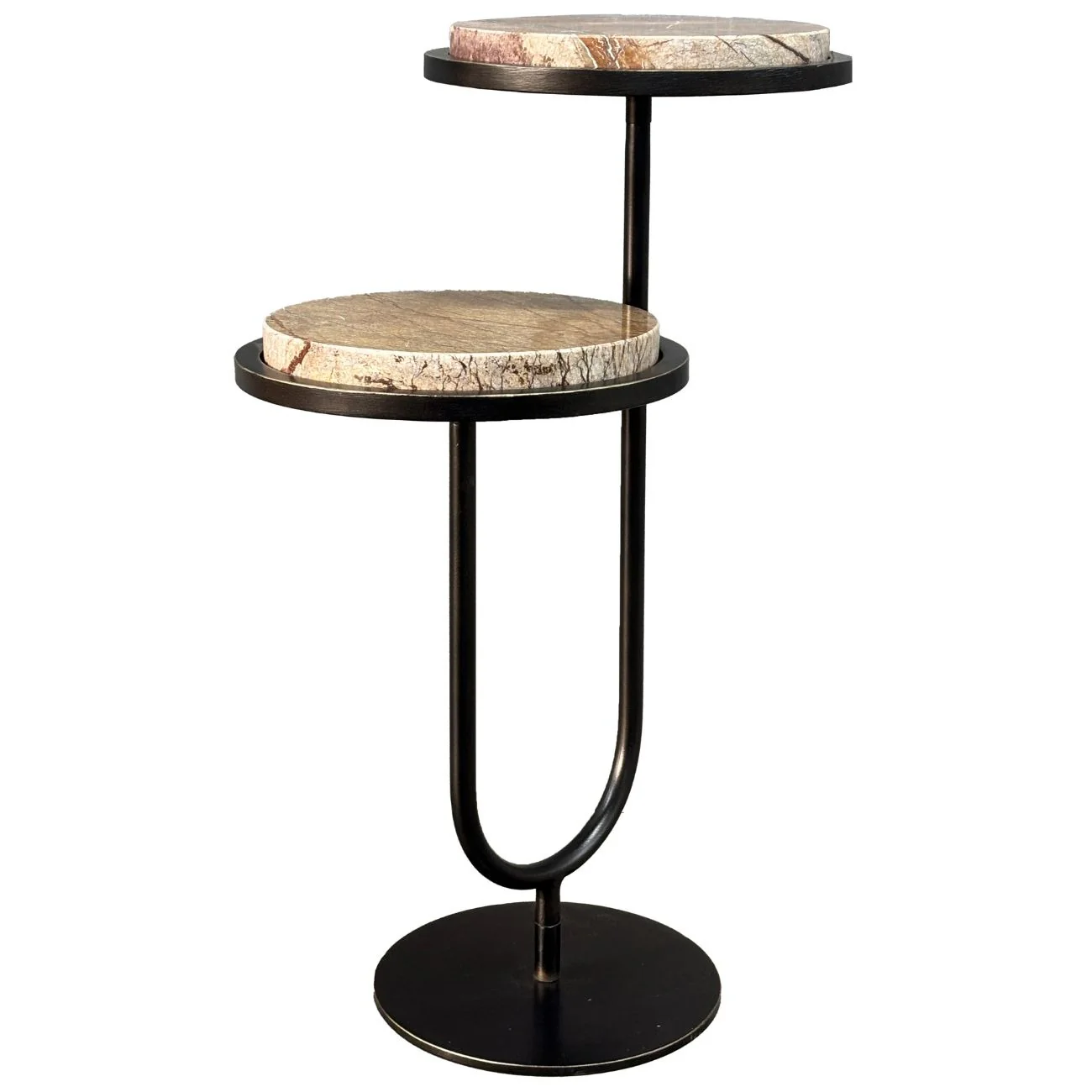 Libra Interiors Marco Accent Table - Forest Brown Marble - Image 2