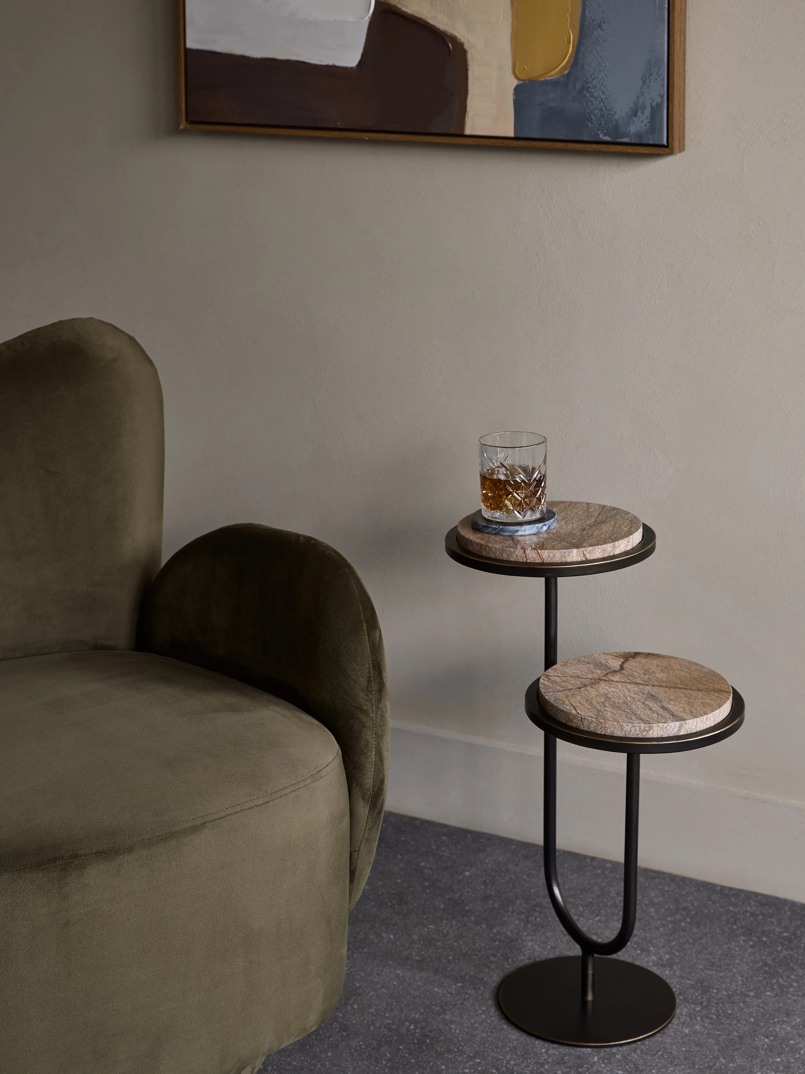 Libra Interiors Marco Accent Table - Forest Brown Marble - Image 5