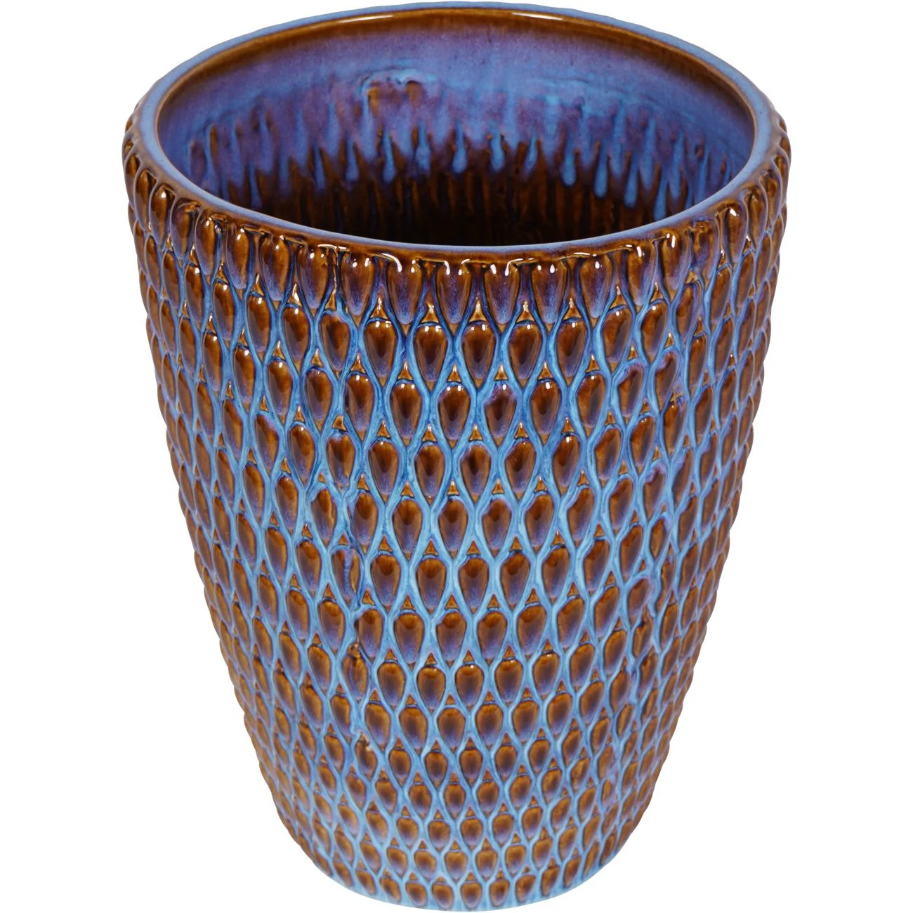 Libra Interiors Mediterranean Planter with Blue Reactive Glaze – Large - Image 2