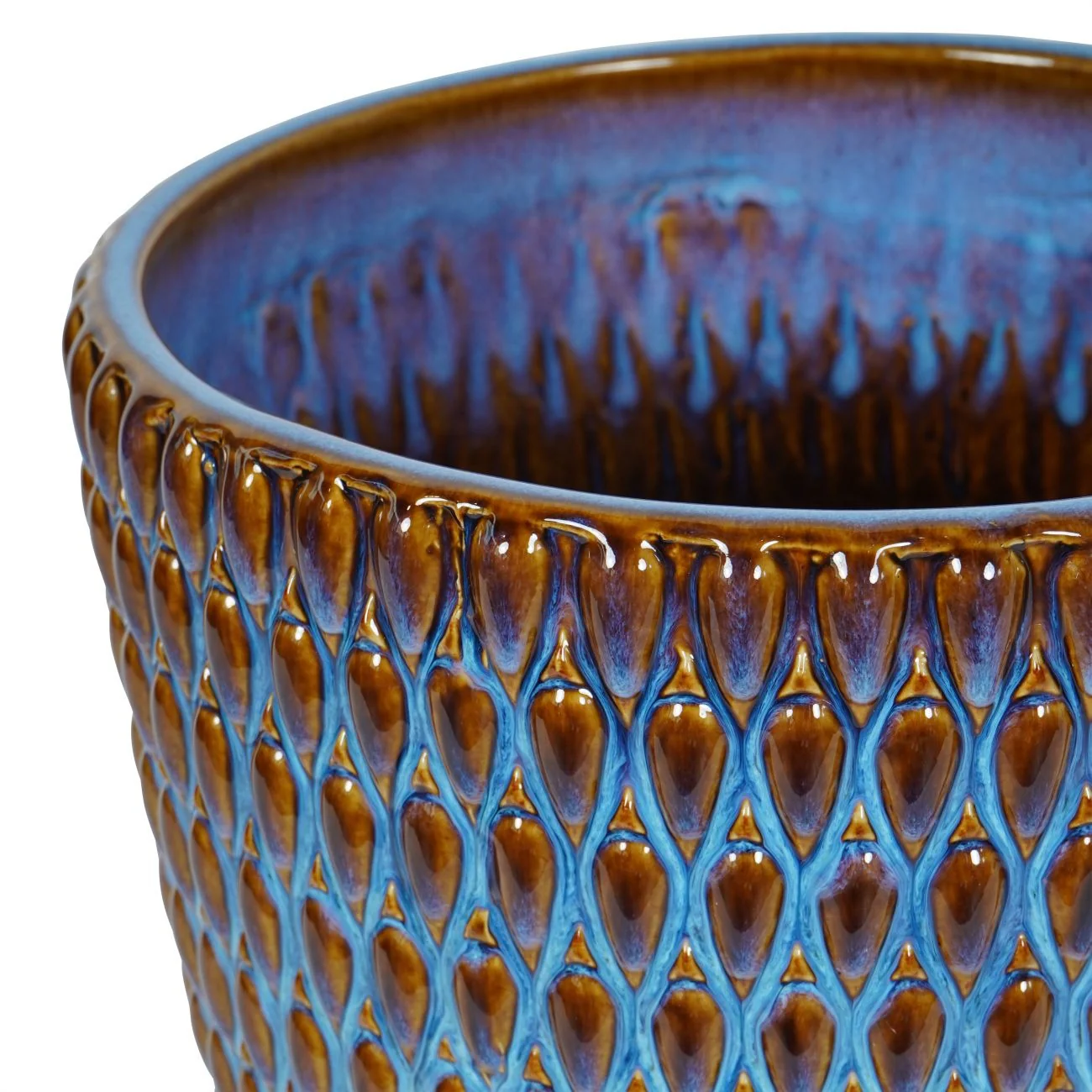 Libra Interiors Mediterranean Planter with Blue Reactive Glaze – Large - Image 3