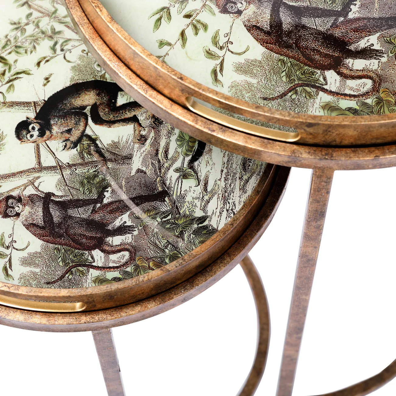 Libra Interiors Monkey Jungle Side Tray Tables - Set of 2 - Image 4