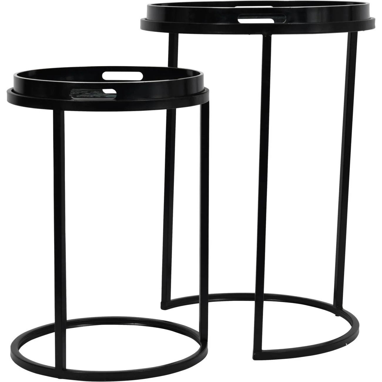 Libra Interiors Monochrome Swirl Side Tray Tables – Set of 2 - Image 2