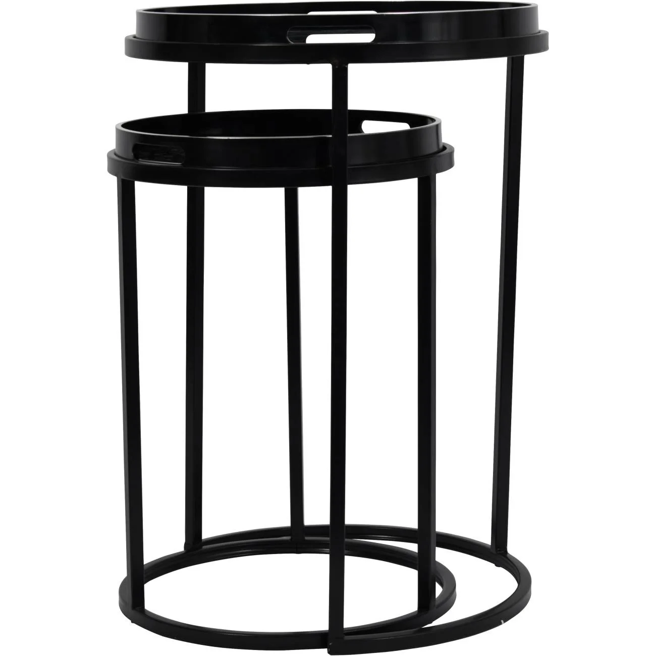 Libra Interiors Monochrome Swirl Side Tray Tables – Set of 2 - Image 3