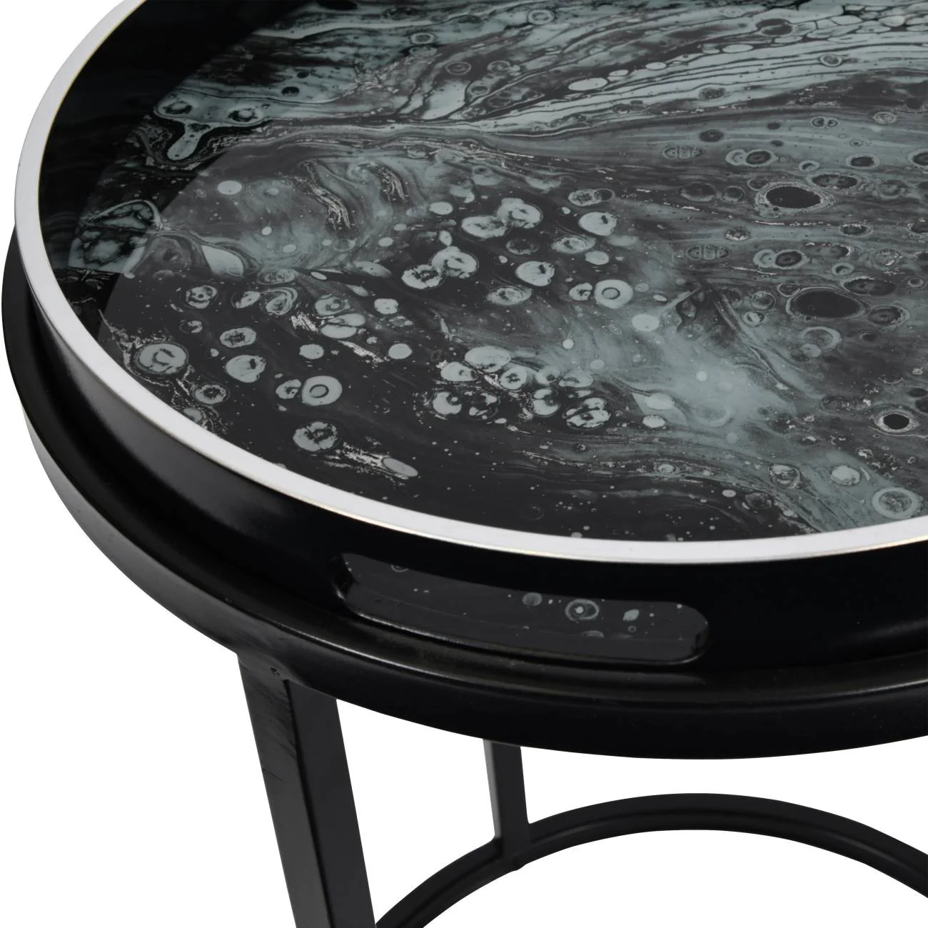 Libra Interiors Monochrome Swirl Side Tray Tables – Set of 2 - Image 5