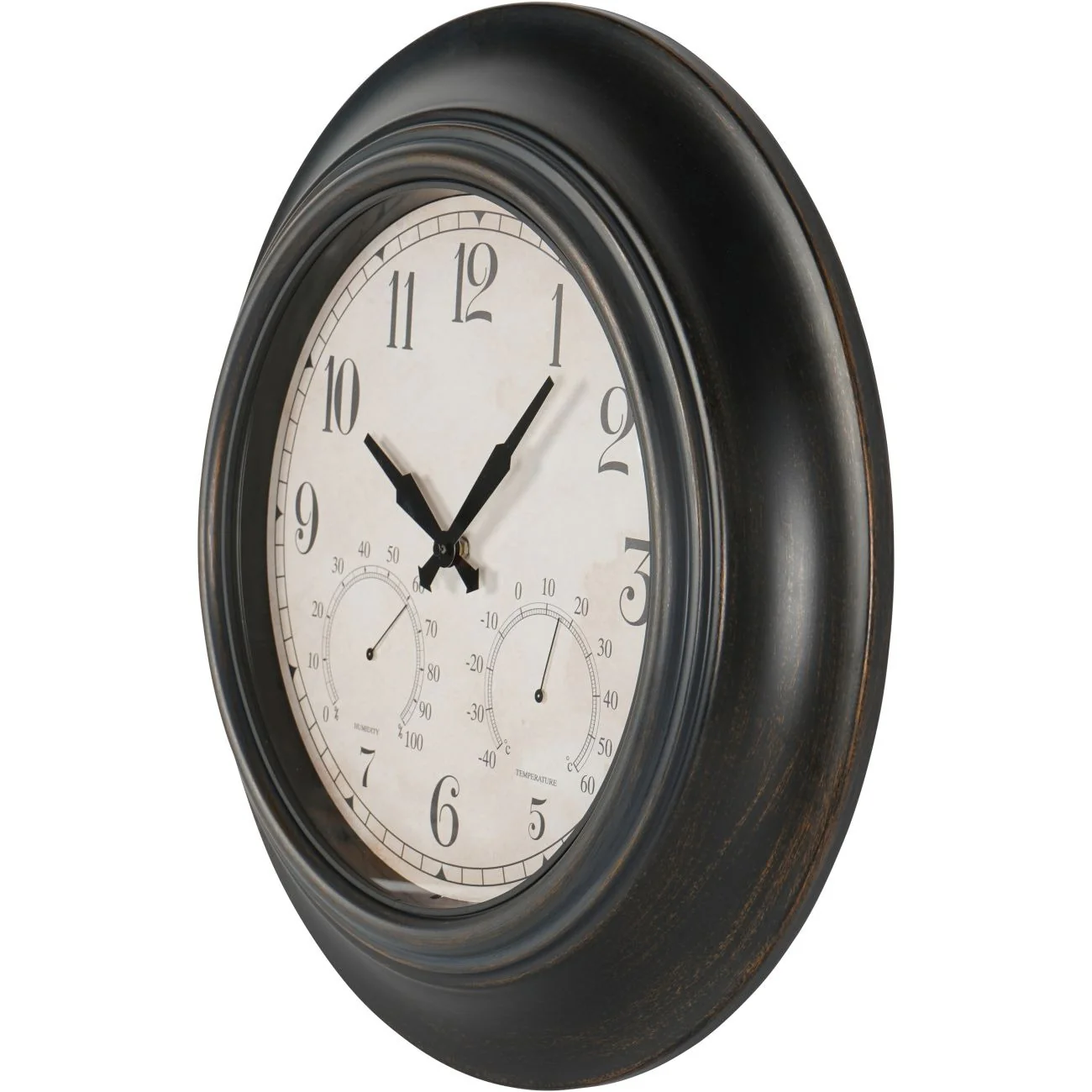 Libra Interiors Outdoor Antiqued Metal Clock – Black - Image 2