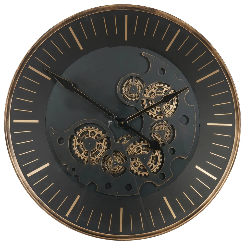 Libra Interiors Palladium Wall Clock with Moving Cogs – Small