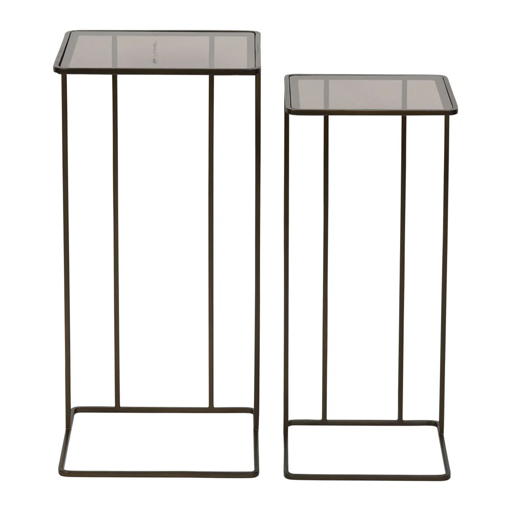 Libra Interiors Salzburg Nesting Side Tables in Dark Gold – Set of 2